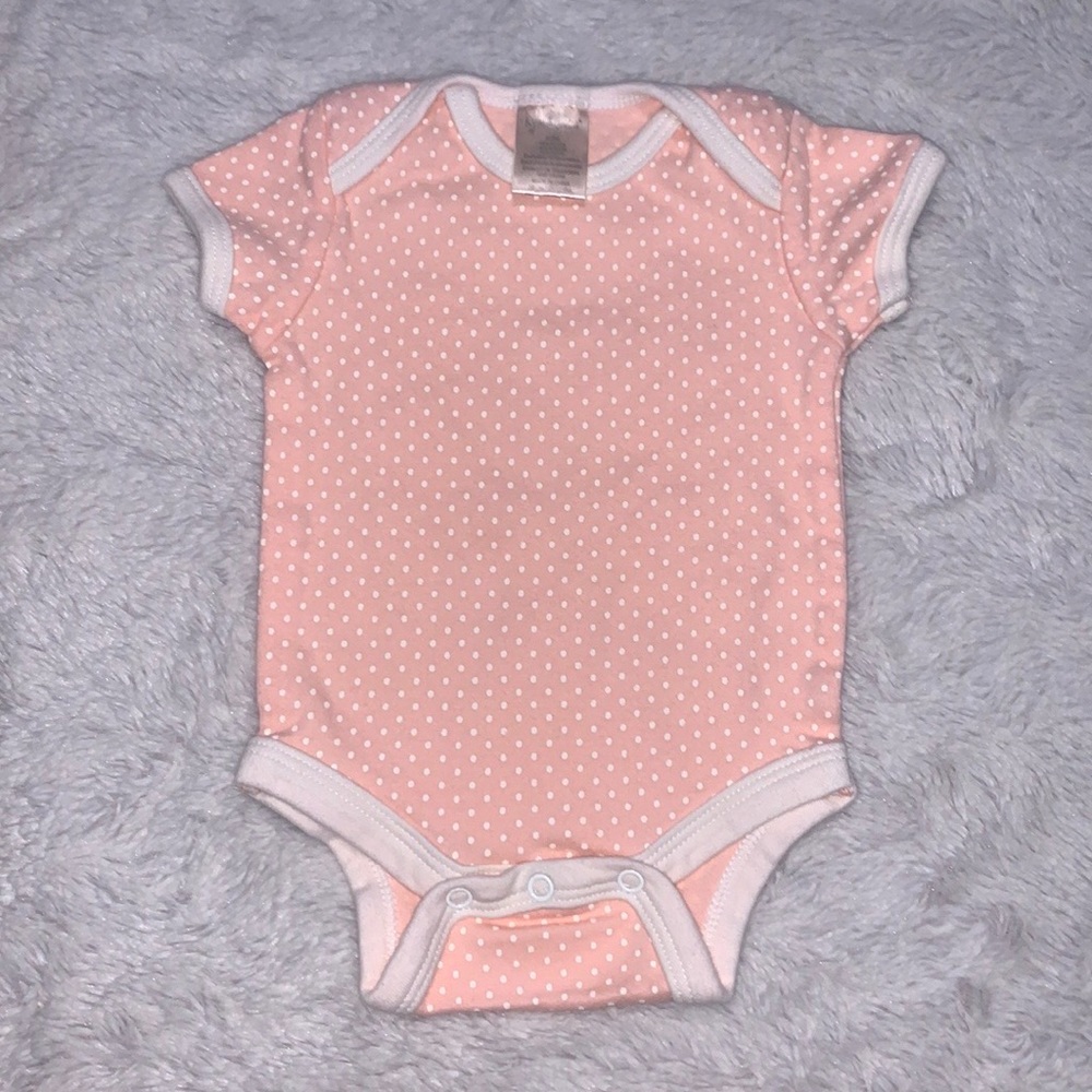 (3 for $10) Kyle & Deena pink 0-3 month polkadot bodysuit baby girl clothing